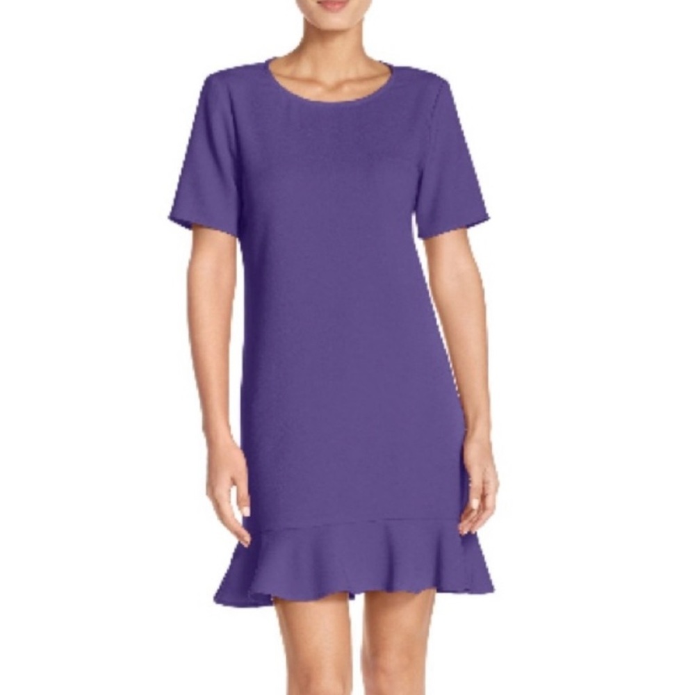 Charles Henry Ruffle Hem Shift Dress